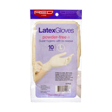 Load image into Gallery viewer, RED by KISS Powder-Free Latex Gloves Large 10 count GLPF03 for professional salon use