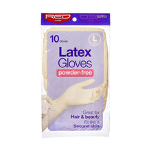 Load image into Gallery viewer, RED by KISS Powder-Free Latex Gloves Large 10 count GLPF03 for professional salon use