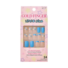 Load image into Gallery viewer, KISS imPRESS Kids Press-On Nails Gf Little Diva Stick-On Nails-Blue Daisy - no-glue kids mini mani
