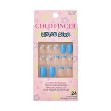 Load image into Gallery viewer, KISS imPRESS Kids Press-On Nails Gf Little Diva Stick-On Nails-Blue Daisy - no-glue kids mini mani
