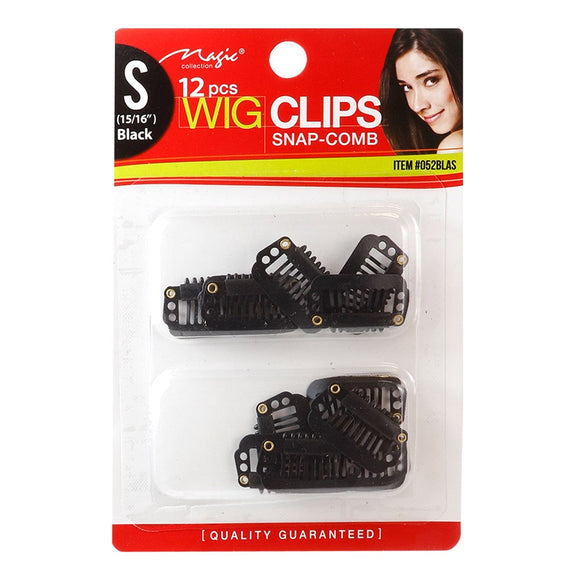 Magic Collection 12pcs Snap Comb Wig Clips - Small Black #052BLAS - Dollar Deals