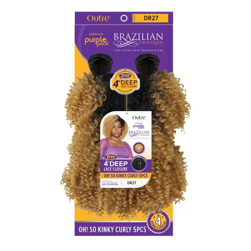 Outre Premium Purple Pack Brazilian Boutique Oh! So Kinky Curly 5Pcs with 4
