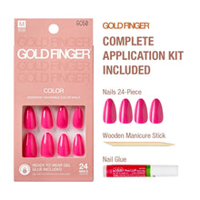 Load image into Gallery viewer, Gold Finger Solid Color Press-On Nails Gala GC60 - 24pc bold color nail kit with gel glue
