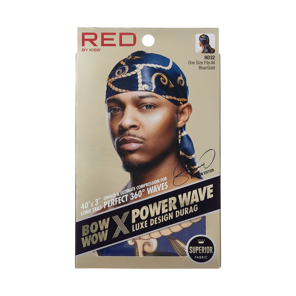 Red Luxe Pattern Durag Blue Gold(Hd32) HDUPPL02