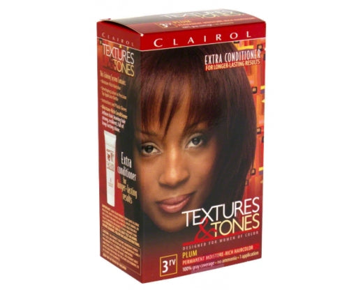 Clairol Textures & Tones Permanent Creme Hair Color #3Rv Plum Kit (12/Cs)