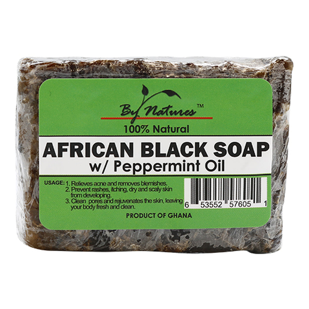 By Natures African Black Soap with Peppermint Oil 7oz
