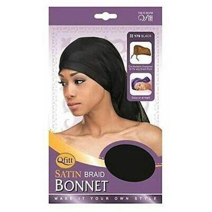 Satin Braid Bonnet : Black Qfitt179