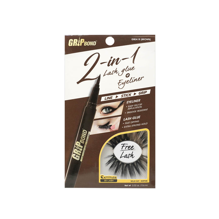 Ebin New York Grip Bond 2-in-1 Eyeliner Glue - Brown