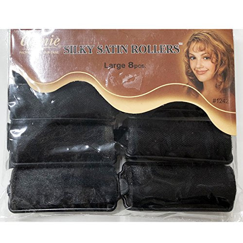 Silky Satin Rollers L 8Ct Black Annie 1242