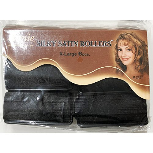 Silky Satin Rollers Xl 6Ct Black Annie 1241