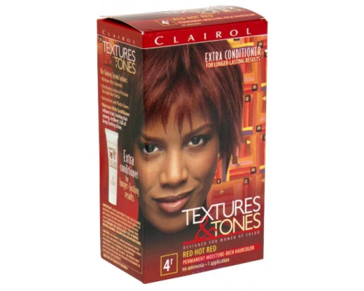 Clairol Textures & Tones Permanent Creme Hair Color #4R Red Hot Red Kit (12/Cs)