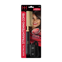 H&H Electrical Straightening Comb Medium Straight Teeth Black/Gold Annie 5530