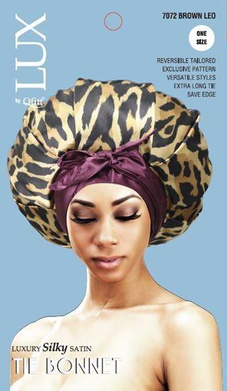 Silk Tie Bonnet (6Pc): Leopard Qfitt7072