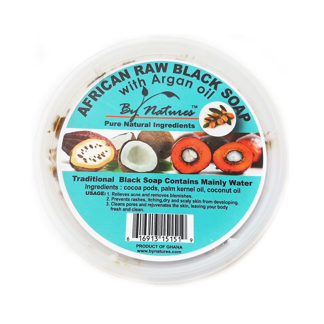 By Natures African Raw Black Soap Tub Argan Oil 8oz