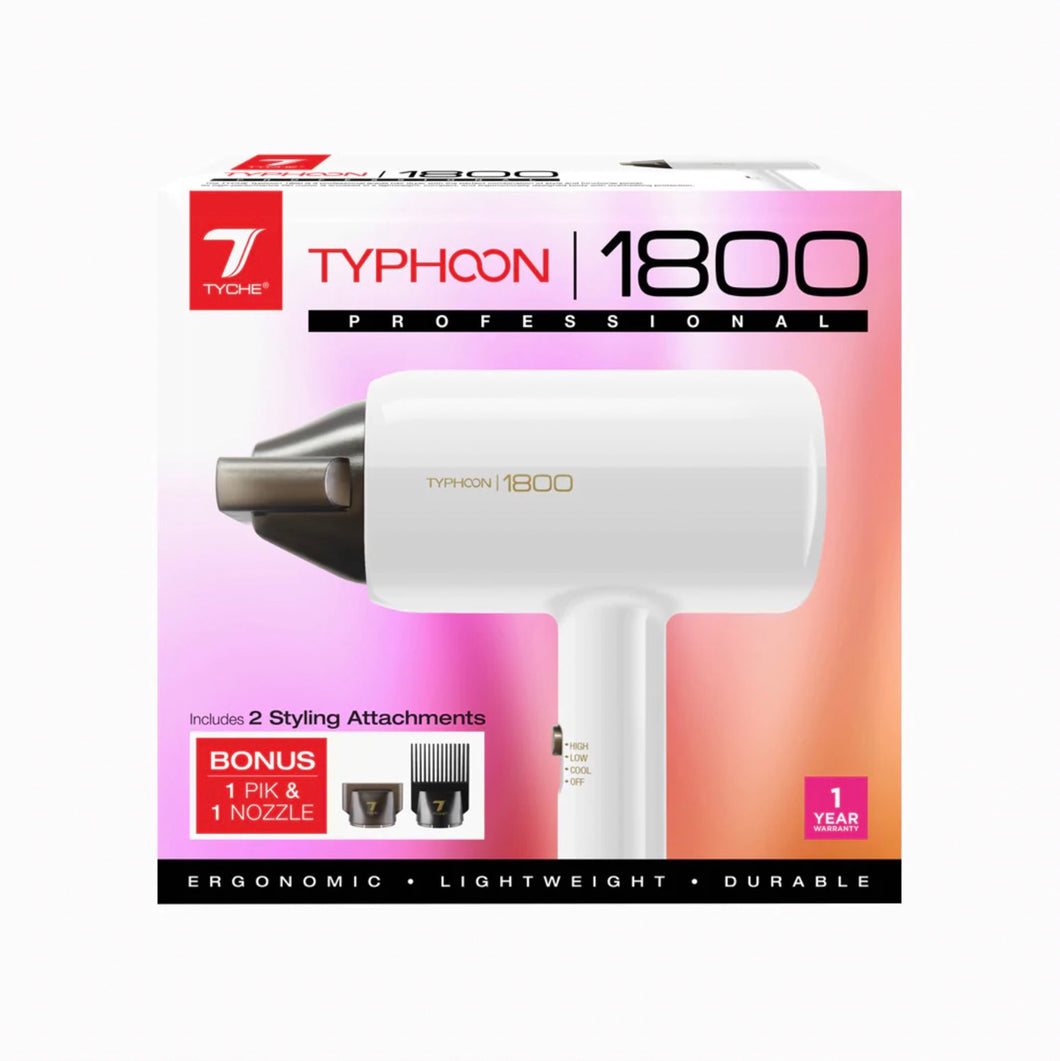 TYCHE TYPHOON 1800 PROFESSIONAL HAIR DRYER WH TP-1800W