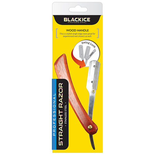 Black Ice Stylish Wood Handle Straight Razor