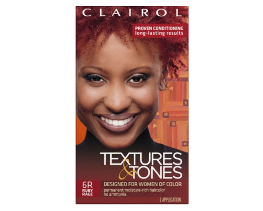 Clairol Textures & Tones Permanent Creme Hair Color #6R Ruby Rage Kit (12/Cs)