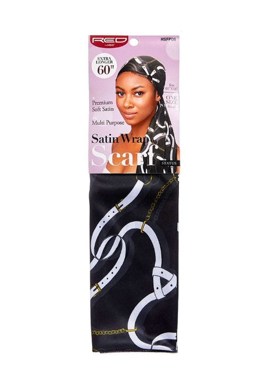 Red Satin Wrap Scarf - Status HSFP06
