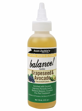 Aunt Jackie's Growth Oil Balance Grapeseed & Avocado Growth Oil 4 oz