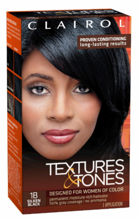 Clairol Textures & Tones Permanent Creme Hair Color #1B Silken Black Kit (12/Cs)